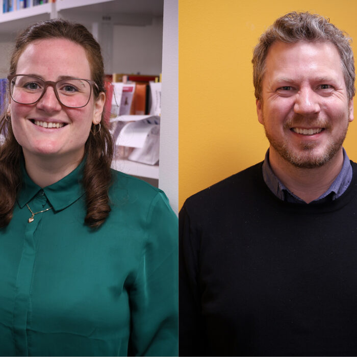 Kristina Miklavic og Erik Skjelstad ser i kamera og smiler.